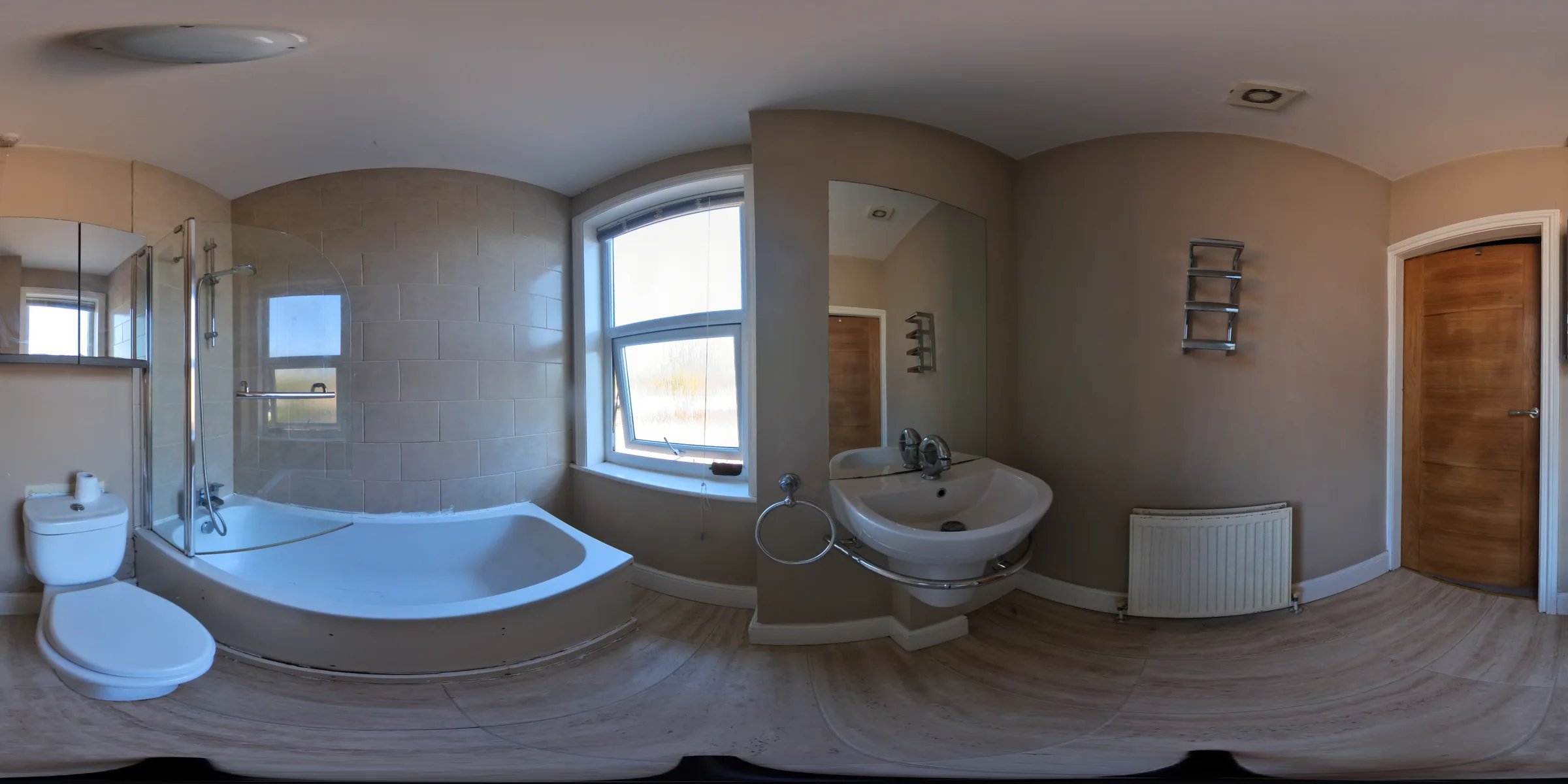 Warm neutral family bathroom